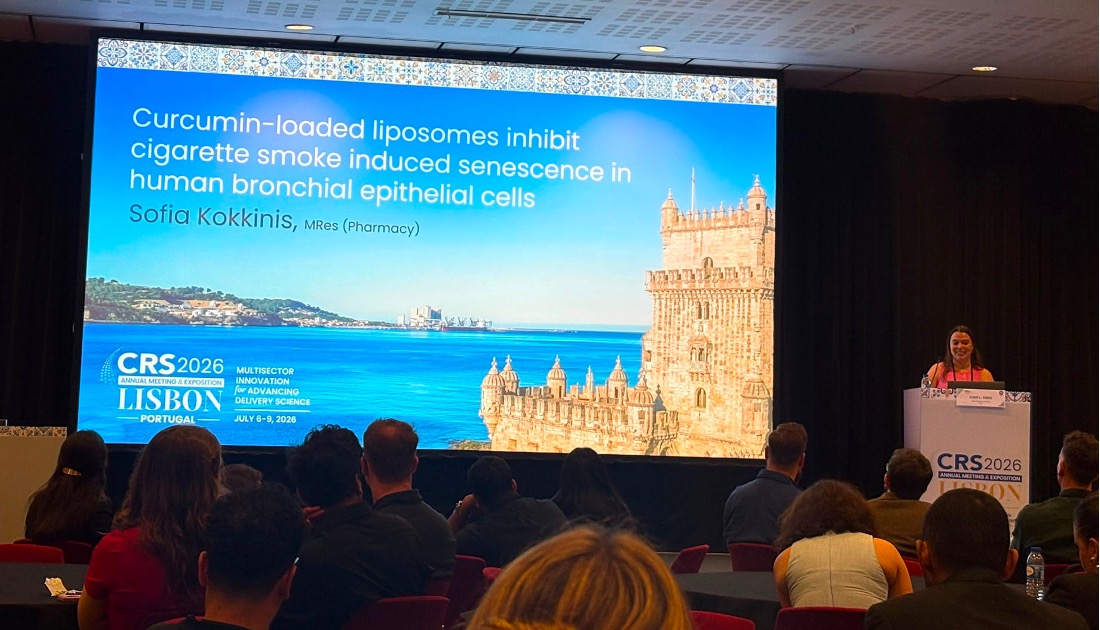 Kam_Dua's tweet photo. Great to see @sofiakokkinis from our research team presenting industry-led (Pharmako Biotechnologies) collaborative research on Liposomal Curcumin (#PlexoZome®) for Chronic Obstructive Pulmonary Disease(COPD) at @CRSScience in Lisbon, Portugal. 

Congratulations, @sofiakokkinis https://t.co/IJ3cofPICa