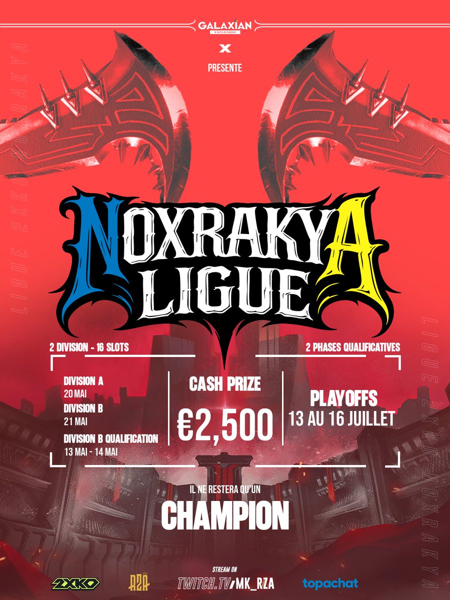MK_RZA's tweet photo. Les derniers match de la saison sont la, Noxrakya Ligue Div A &amp; Div B Week 7 

- Blob vs Kouma
- Goomboo vs Elendiil
- Moha vs Slauw
- Wawa vs Yasha
- Frezz vs Opal
- Senshi vs BRZ

--> ttv/mk_rza

Mic w/ @iamarktall https://t.co/GedTxEGdMt