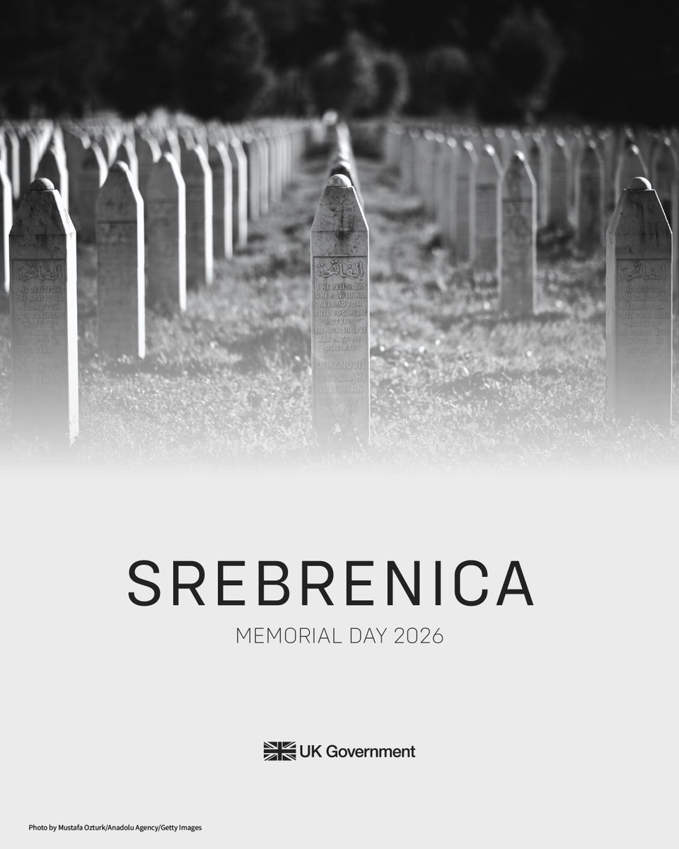 FCDOGovUK's tweet photo. Why do we remember Srebrenica?
8,372 reasons.
 
In 1995, 8,372 men and boys were killed in the Srebrenica genocide.
 
Srebrenica Memorial Day reminds us to learn the lessons of the past and reject hatred in all its forms. https://t.co/gjZIutSrQI