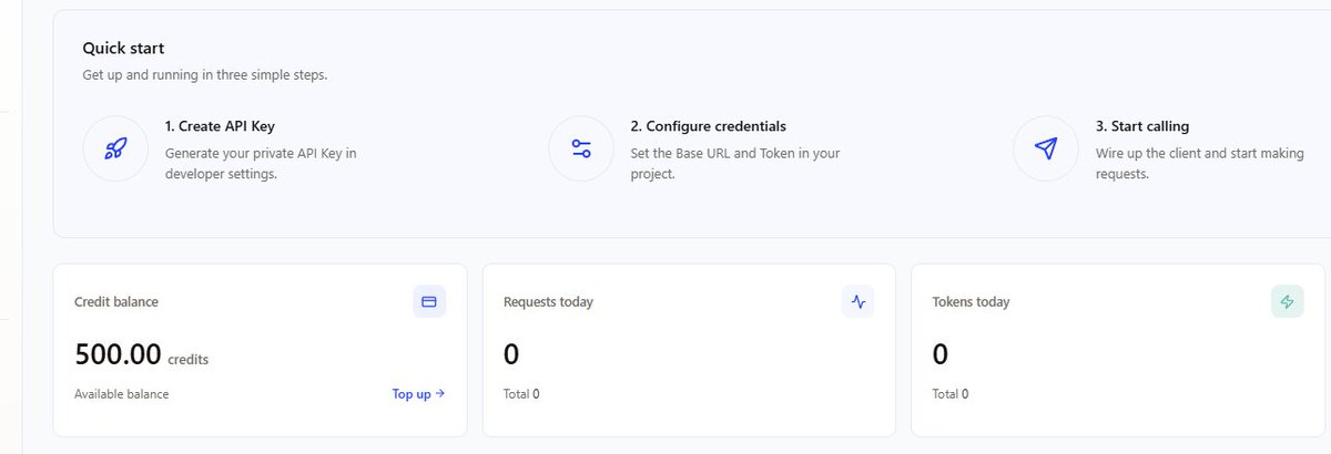 GuarEmperor's tweet photo. Free Credit API key

From openvecta

1. Go to https://t.co/BiIeEhW2P7
2. Sign up with gmail
3. Move to api keys and create
4. Enjoy free 3M Credits
Base url: https://t.co/S5RPlFMIo4

Models: claude sonnet 4.6, deepseek v4 pro etc.

From iamhc

1. Go to https://t.co/UAEXMvuNYN
2. Fill form and sign up with your email
always use fresh email
3. Create api keys and Enjoy free $4000 Credit
Base url: https://t.co/k5JkpiJmVO

Models: DeepSeek V4 Flash,GLM-4.7 etc.

From tokenbay

1. Go to https://t.co/5t5Cka6O3t
2.  Sign up with your email 
3. Create api keys and Enjoy free 500 Credit

Models: glm 5.2, claude opus 4.8 etc.

From featherless

1. Go to https://t.co/sykDHkyrkY
2. Sign up with your email
3. Create api keys
4. enjoy 100k credit but only 3 days
Base url: https://t.co/fyBJ6XDOoU

Models: https://t.co/kYBui76Tym