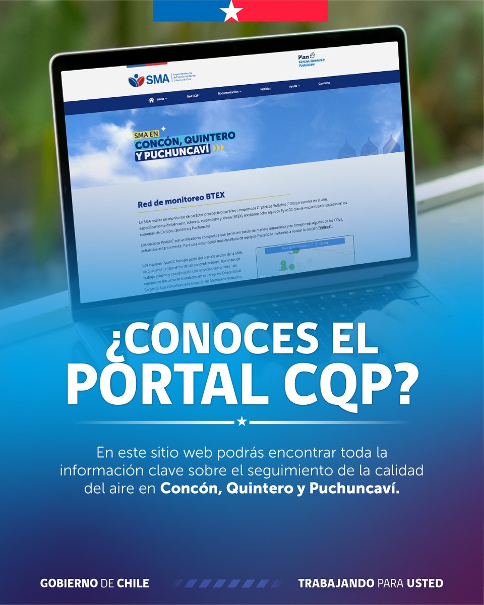 SMA_CL's tweet photo. Encuentra toda la información clave sobre la calidad del aire en Concón, Quintero y Puchuncaví en un solo lugar ➡☝ Ingresa a https://t.co/y4b8PY0DRt y conoce más. https://t.co/e6UfL1Fk0W