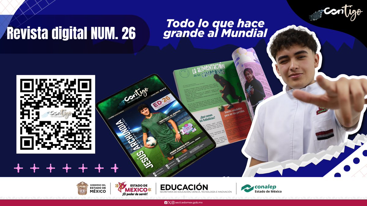 Conalep_Edomex's tweet photo. 📖 La #RevistaCONtigo edición mundialista llena de historias, innovación, talento y todo lo que hace grande a nuestra comunidad 🐺🙌

👉 https://t.co/MA3VDh4o1v

#ApasionadamenteCONALEP #OrgullosamenteCONALEP #ElPoderDeServir https://t.co/UZv7UQofcu