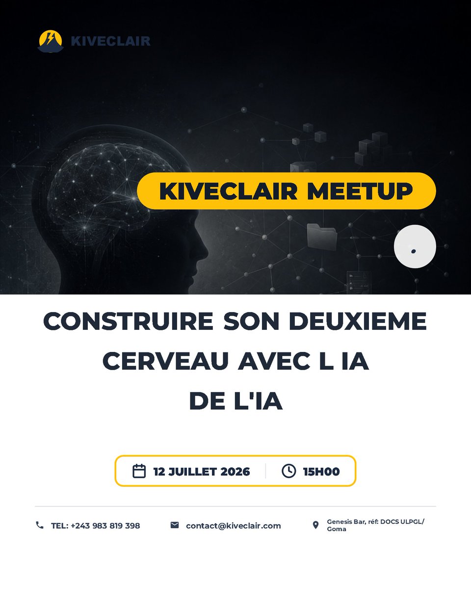 kiveclair's tweet photo. Rendez-vous à ne pas manquer ce samedi 12 juillet 2026.
#KiveclairMeetup #Bitcoin #IA #Goma https://t.co/q8a7SuOBLt