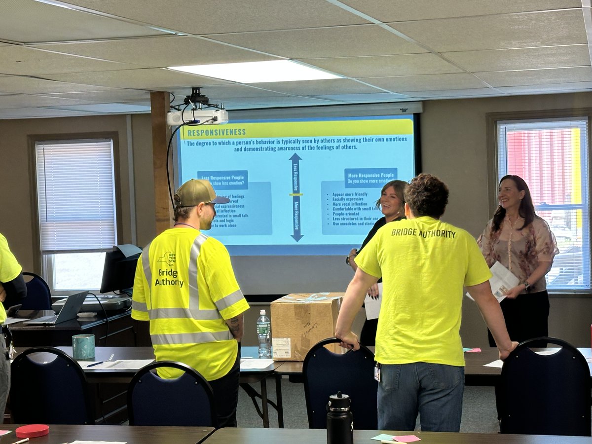 NYSBridge's tweet photo. Our Seasonal Interns took a break from the job site for their third STEM Workshop, led by the @NYSLabor's Karleen, Leigh, and Em. Interns explored how understanding different personality styles can strengthen teamwork, communication, and leadership. https://t.co/5OBnAYUkGI