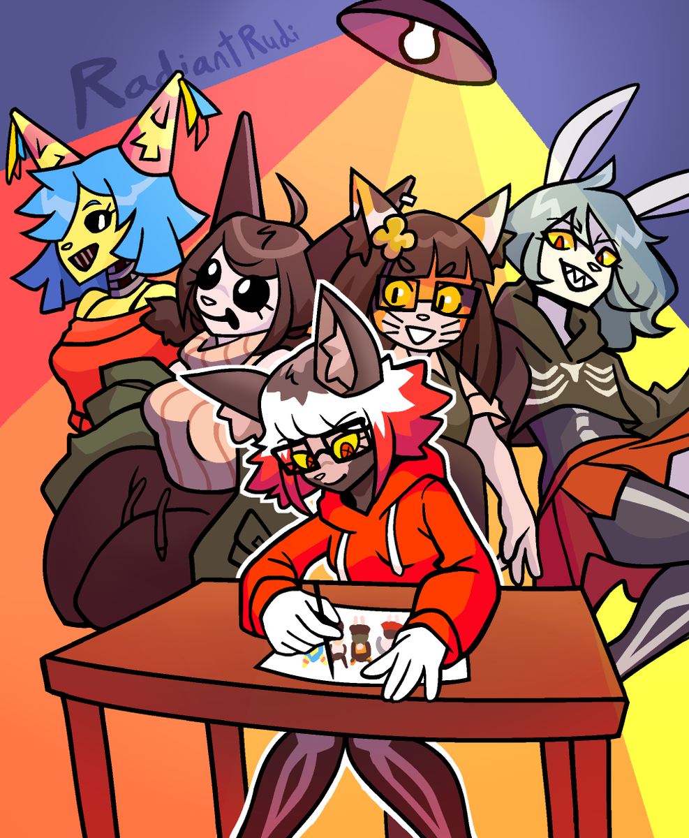 RadiantRudi's tweet photo. Artfight revenge for @murninatair !!! I couldn't pick which character to draw so I did all of them LOL 
#furry #furryartwork #artfight2026ㅤ https://t.co/BI9xRRdyLX
