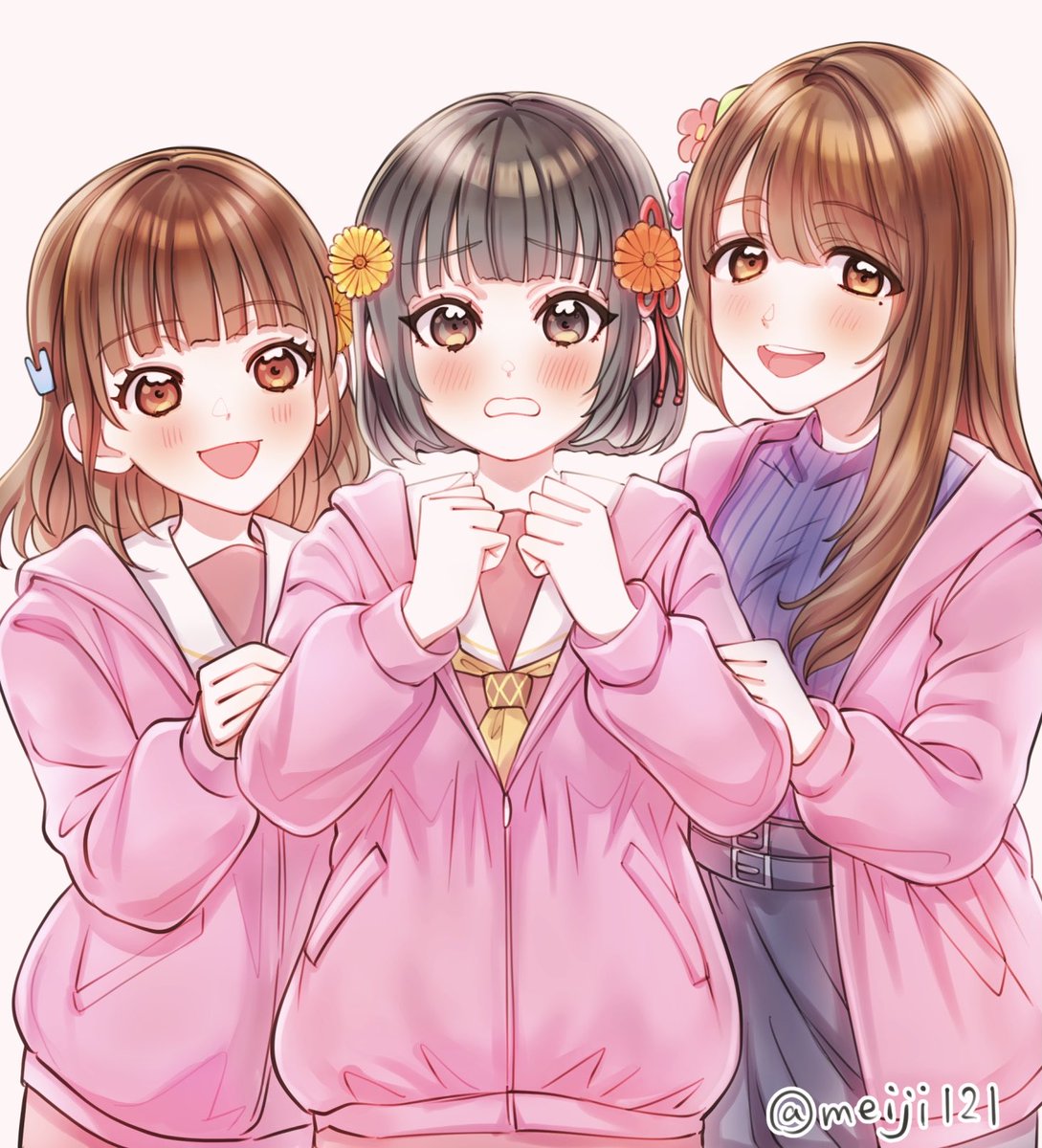 meiji121's tweet photo. ラブライブ！蓮ノ空女学院スクールアイドルクラブ 6th Live Dream ～Bloom Garden Party～＜Bloom Garden Party Stage>にて、こちらの乙宗梢さんと花宮初奈さんとスリーズブーケキャストなどのイラストを描かせていただきました。

梢ちゃん、ういちゃん、おかえりなさい🪷！
みんなと花咲いていきましょう🍒💐💚🧡🩵

#蓮ノ空6th埼玉Day1 
#蓮ノ空6th埼玉Day2