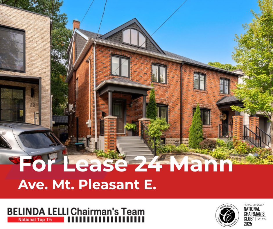 bel_lelli's tweet photo. Just listed for Lease. 24 Mann Ave.  

Beautifully furnished 4 bedroom, 3 bathroom executive home in coveted Mount Pleasant East. Just minutes to Yonge St, the subway, top-rated schools, parks, #BelindaLelliTeam #LeaseExperts #Toprealestateteam #ExecutiveLease #Chairman'sClub2025 https://t.co/6ZUrqVrkSX