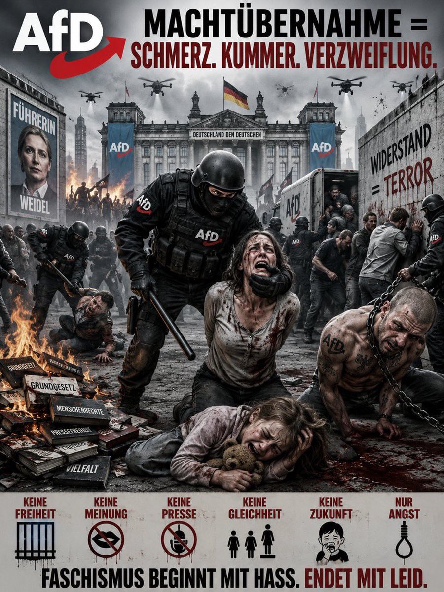 RolfBaumgartne8's tweet photo. Eine Zukunft mit der AfD beendet und besiegelt die Zukunft Deutschlands.

#NoAfD #AfDVerhindern #NoWeidel #AfDNeinDanke #NazisRaus https://t.co/5oRNWnIBUn