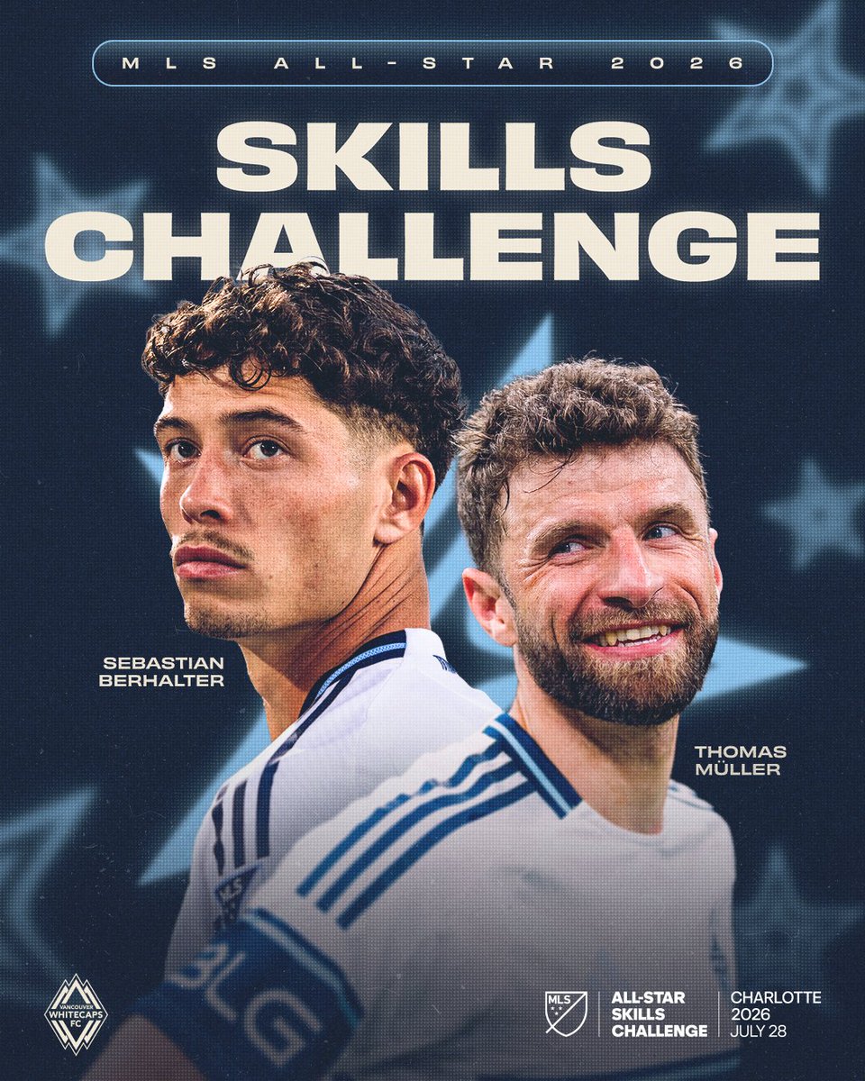 WhitecapsFC's tweet photo. Showstoppers 🌟
Thomas Müller and Sebastian Berhalter have been selected to participate in the 2026 MLS All-Star Skills Challenge 🔥
Find out more about the challenge ⤵️
📰 | https://t.co/jbiGKKlnfh
#VWFC | #MLSAllStar https://t.co/aoEw1BxohU