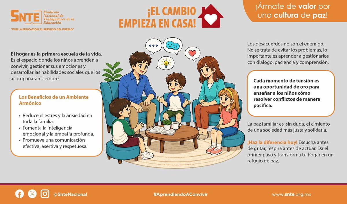 SNTE8's tweet photo. Á𝐫𝐦𝐚𝐭𝐞 𝐝𝐞 𝙫𝐚𝐥𝐨𝐫 𝐩𝐨𝐫 𝐮𝐧𝐚 𝐜𝐮𝐥𝐭𝐮𝐫𝐚 𝐝𝐞 𝐩𝐚𝐳

🏡✨ El respeto empieza en el hogar. Escucha antes de gritar, respira antes de actuar. ¡Construyamos juntos un ambiente armónico! 🤝 #AprendiendoAConvivir https://t.co/A2Hmyncik7