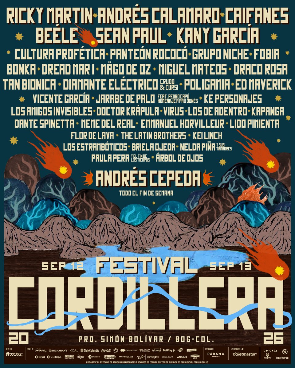 paramo_presenta's tweet photo. Porque todo río nace en una cordillera. Y esta es la nuestra.    
Cartel Oficial - Festival Cordillera 2026 
12 y 13 de Sept. Entradas en Ticketmaster