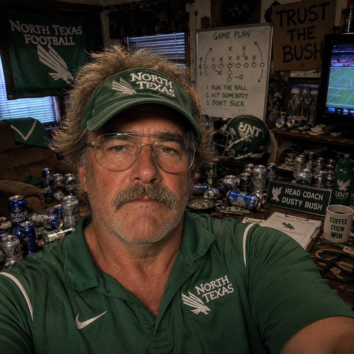DustyBush69's tweet photo. I used to pray for times like this. It is with great honor to accept the head coaching job of North Texas Mean Green Football. The Bush promises to pour his heart and soul into this program. Greatness is near. #TrustTheBush #NorthTexas #MeanGreen #GMG #CFB27 #CFBplaydontpay #LIT https://t.co/QihvRUBmO9