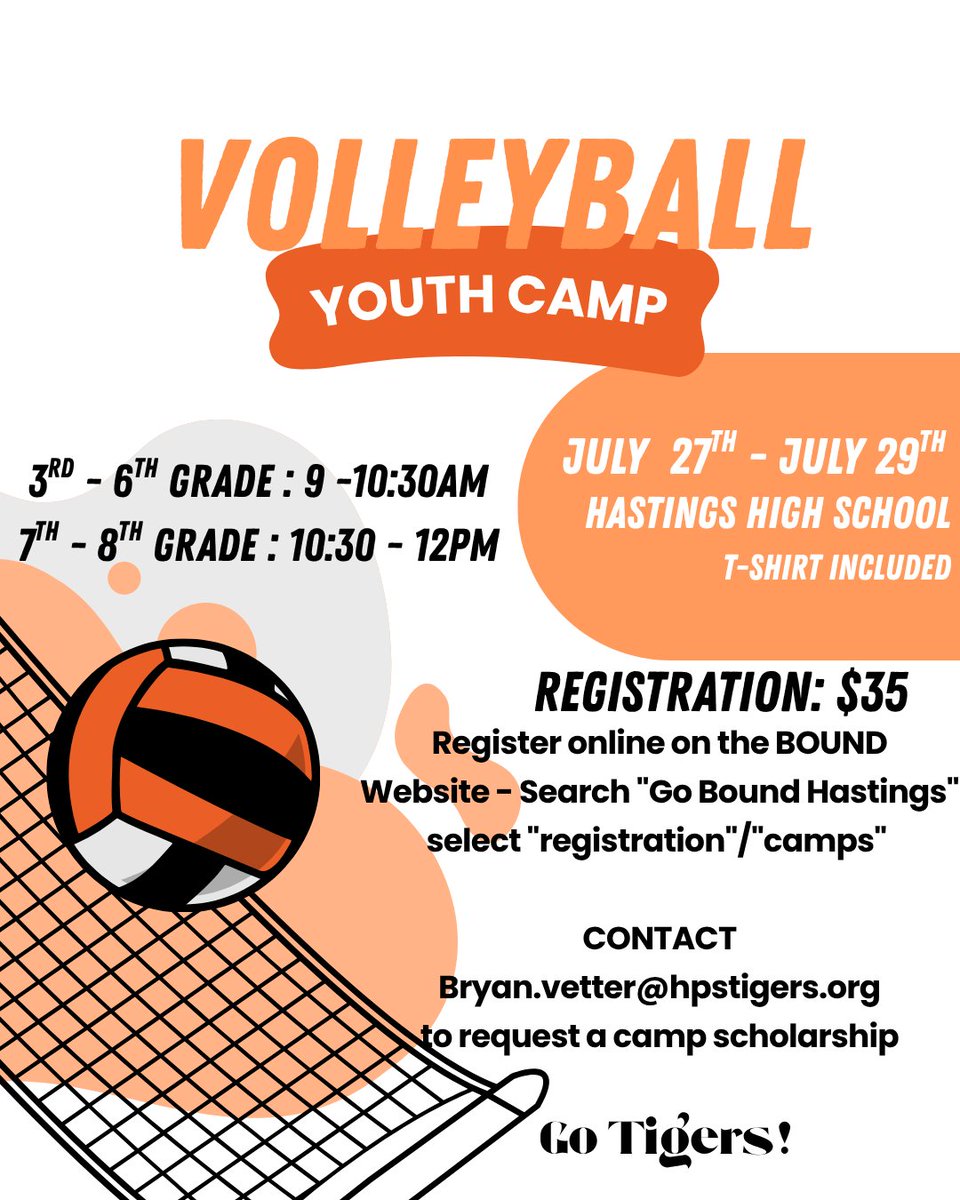 HMShastingsNE's tweet photo. Come be a part of our HHS youth volleyball camp! https://t.co/OOaNQ6FBKJ