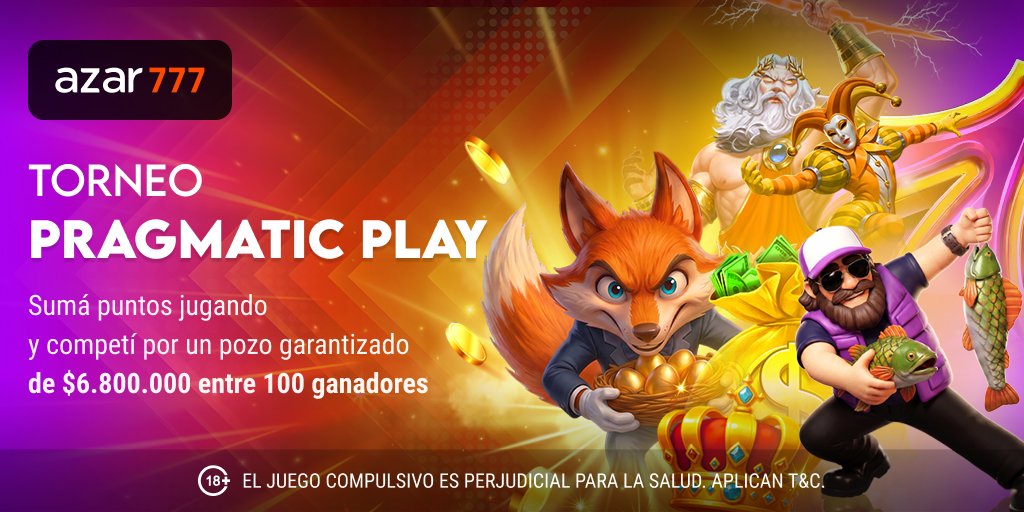 azar777_'s tweet photo. 🏆 ¡Arrancó el Torneo Pragmatic Play!

💰 Del 10 al 21 de julio competí por un pozo garantizado de $6.800.000.

🎮 Sumá puntos en los juegos participantes y escalá en el ranking.
🏅 ¡Los 100 mejores ganan premios!
🥇 1°: $1.500.000
🔥 ¿Vas por el Top 100? Jugá en https://t.co/kg43wlPKCP 

#azar777 #casino #slots