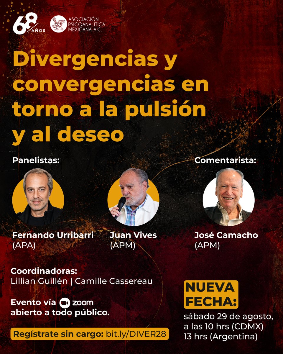 APM_Online's tweet photo. ¡Nueva fecha! Participa en una reflexión metapsicológica sobre los conceptos de pulsión y deseo desde distintas perspectivas psicoanalíticas. Regístrate sin cargo en https://t.co/y6S5wfy9jP
#ComunidadAPM #Psicoanálisis #CongresoAPM #EventosAPM https://t.co/9pOv1zoJUO