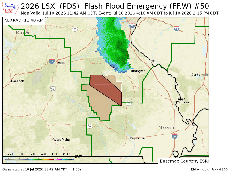 Iembot_emerg's tweet photo. LSX extends time of Flash Flood Emergency [flash flood: observed, flash flood damage threat: catastrophic] for Iron, Reynolds [MO] till Jul 10, 2:15 PM CDT https://t.co/LW9ImF8yNE https://t.co/g5HiL3xoFh