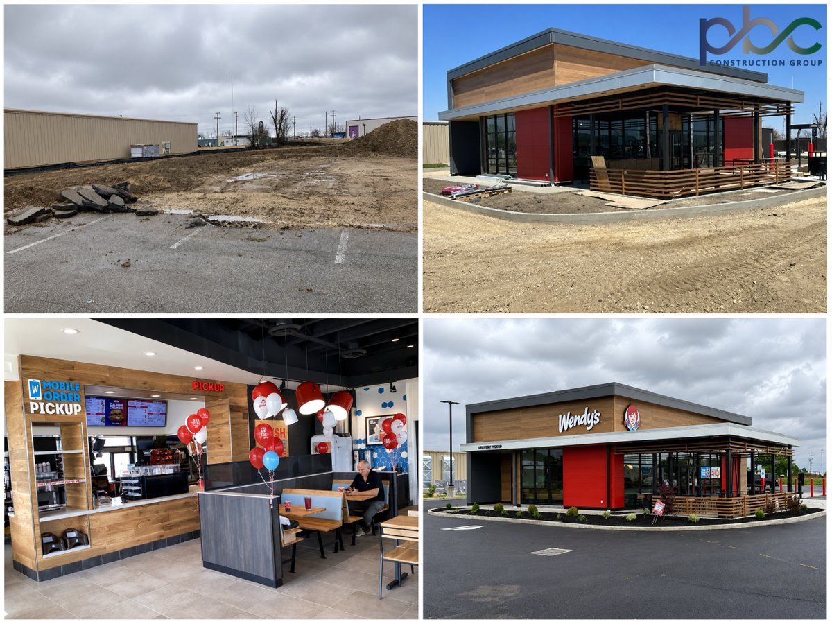 PBCConstruct's tweet photo. Four photos. One transformation. 👏

From breaking ground to serving burgers, this Wendy's in Winchester, Indiana is officially complete. Proud to add another successful build to the PBC portfolio.

#pbcconstructiongroup #partnersbuildingcommitment #construction #indiana https://t.co/mWBPZWJd6b