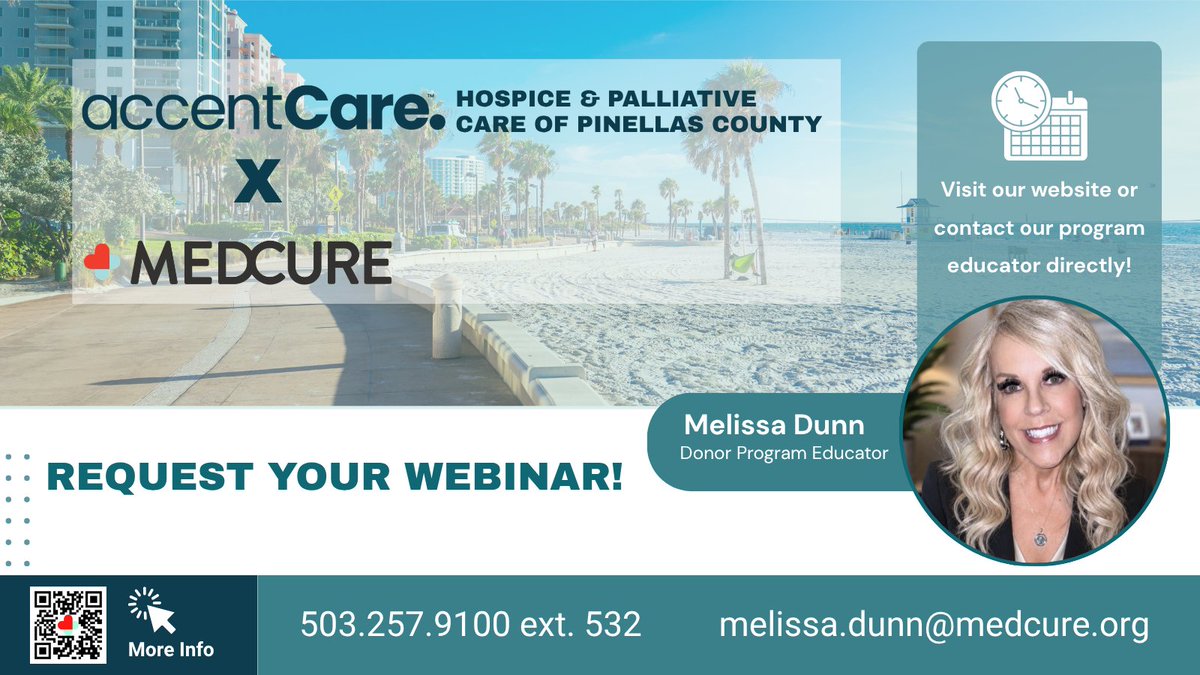 MedCure_'s tweet photo. Thank you to AccentCare Hospice &amp; Palliative Care of Pinellas County for joining us this morning for an educational webinar with our Donor Program Educator, Melissa Dunn!

Interested in bringing this type of educational session to your team? We'd love to connect. #hospicecare https://t.co/SHTsopFxMP