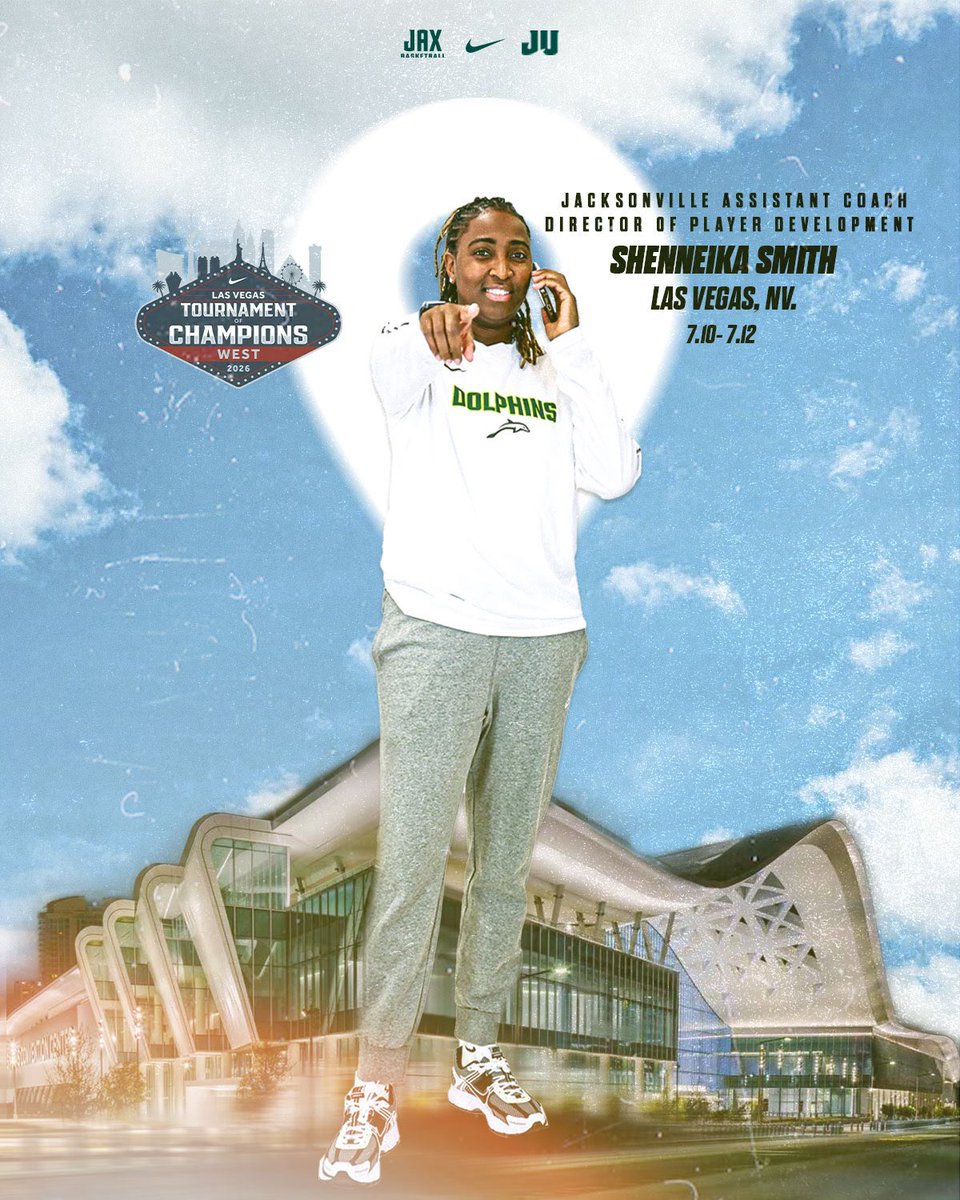 JAX_WBB's tweet photo. Coast-To-Coast ✈️

Coach Shenneika Smith will be at the Nike Tournament of Champions West in Las Vegas this weekend!

#RideTheWave | #JaxBasketball https://t.co/X3x611S9MQ
