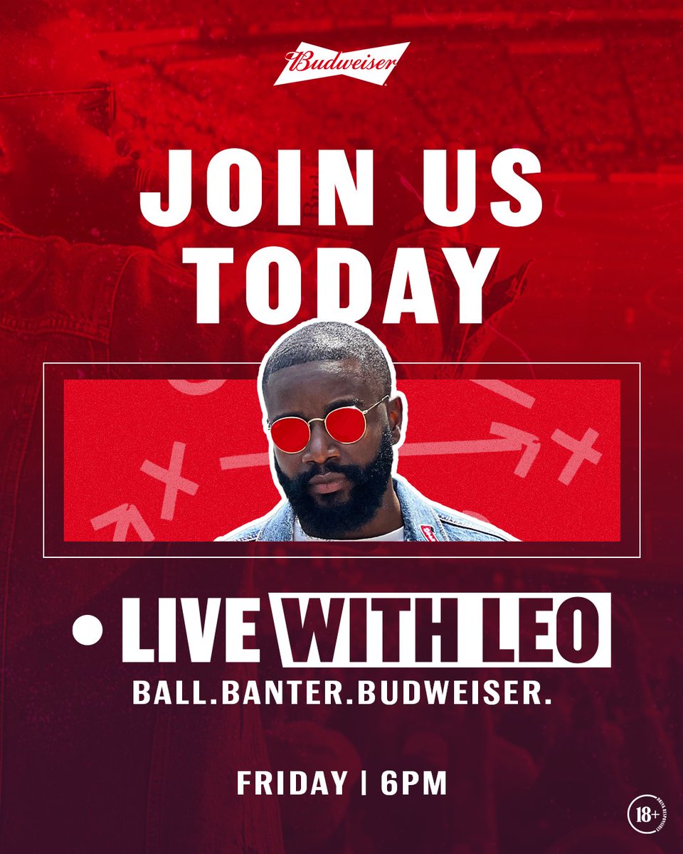 BudweiserNG's tweet photo. It's Friday, and you know what time it is!🍺⚽

Join @SirLeoBDaSilva LIVE today at 6 PM for an episode of Ball. Banter. Budweiser, come and prove you’ve been watching the #FIFAWorldCup
See you there! 🔥

#Budweiser #LetItPour #FIFAWorldCup26 https://t.co/g3vfhY6Y6M