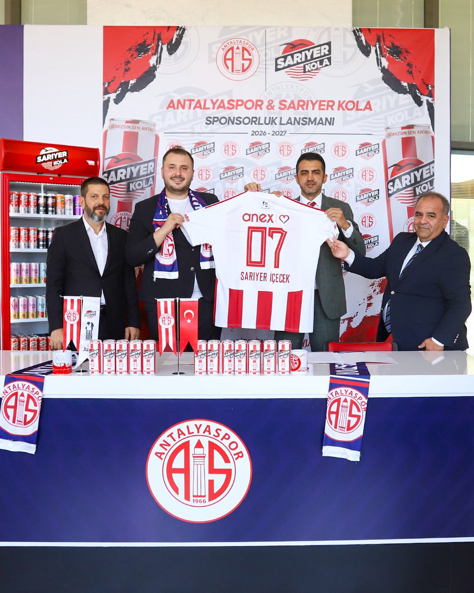 sariyericecek's tweet photo. Sarıyer Kola olarak, 2026-2027 sezonunda @Antalyaspor ’un resmi içecek sponsoru olmaktan gurur duyuyoruz.

Kırmızı-beyazlı camianın yanında yer alacak, sezon boyunca Antalyaspor’a ve taraftarlarına destek vereceğiz.

Bu değerli iş birliğinin Antalyaspor camiasına hayırlı olmasını diler, kulübümüze başarılı bir sezon temenni ederiz.