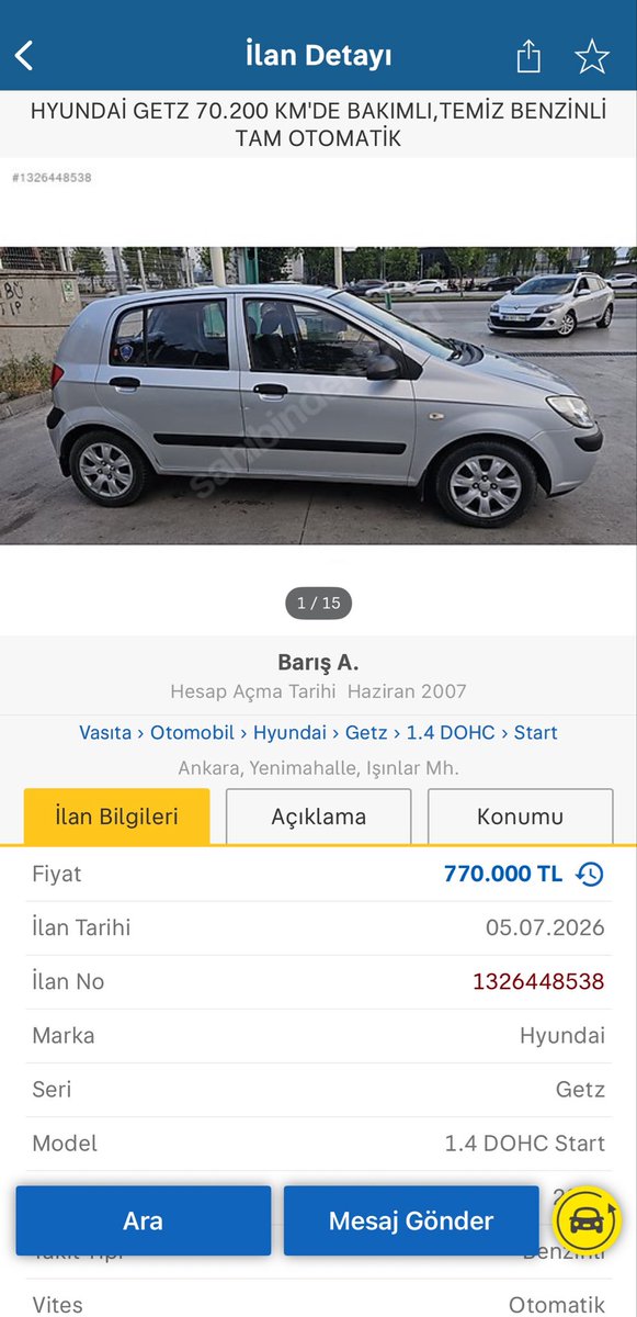 yatirimciakinci's tweet photo. Evimizde yıllardır annemin kullandığı 2010 model Hyundai Getz’i ilana koyduk.

Satıldığında ise biraz daha ekleyip yaklaşık 1 milyon TL bütçeyle i10, i20 veya Yaris bakıyoruz. 🧐

Getz’in yaşı gereği boya ve değişenleri var; Onun dışında şehir içinde bizi hiç üzmeyen, ekonomik ve pratik bir araç oldu. Yeni ehliyet almış ya da ev-iş arası kullanmak için ideal bir araç bence.

En az masraf çıkaran şehir içi otomobilleri sıralasanız Getz ilk 5’e girer mi sizce❓