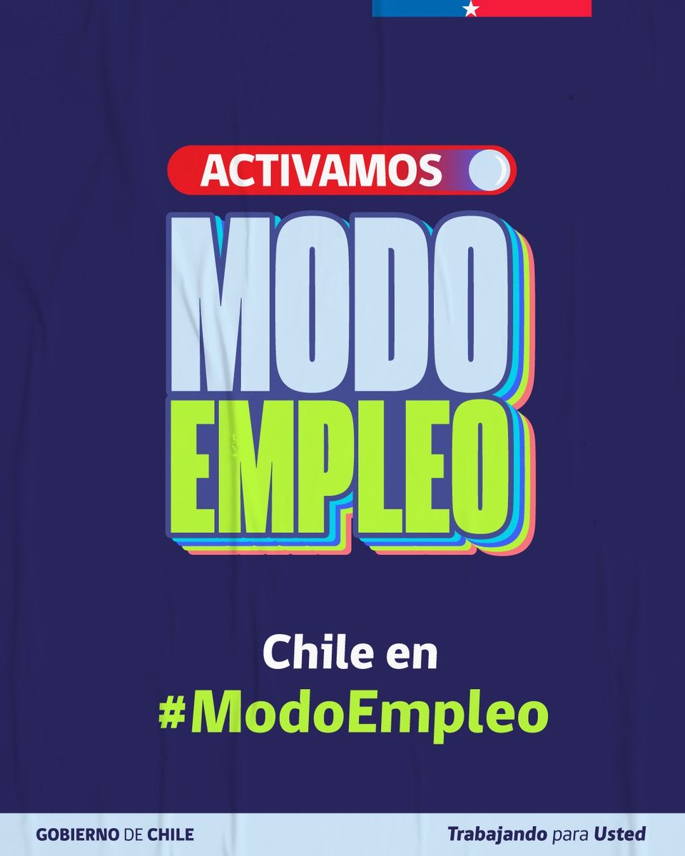 GobiernodeChile's tweet photo. Todo Chile activa el #ModoEmpleo 💪🏼🇨🇱 https://t.co/C8Naxovv9K