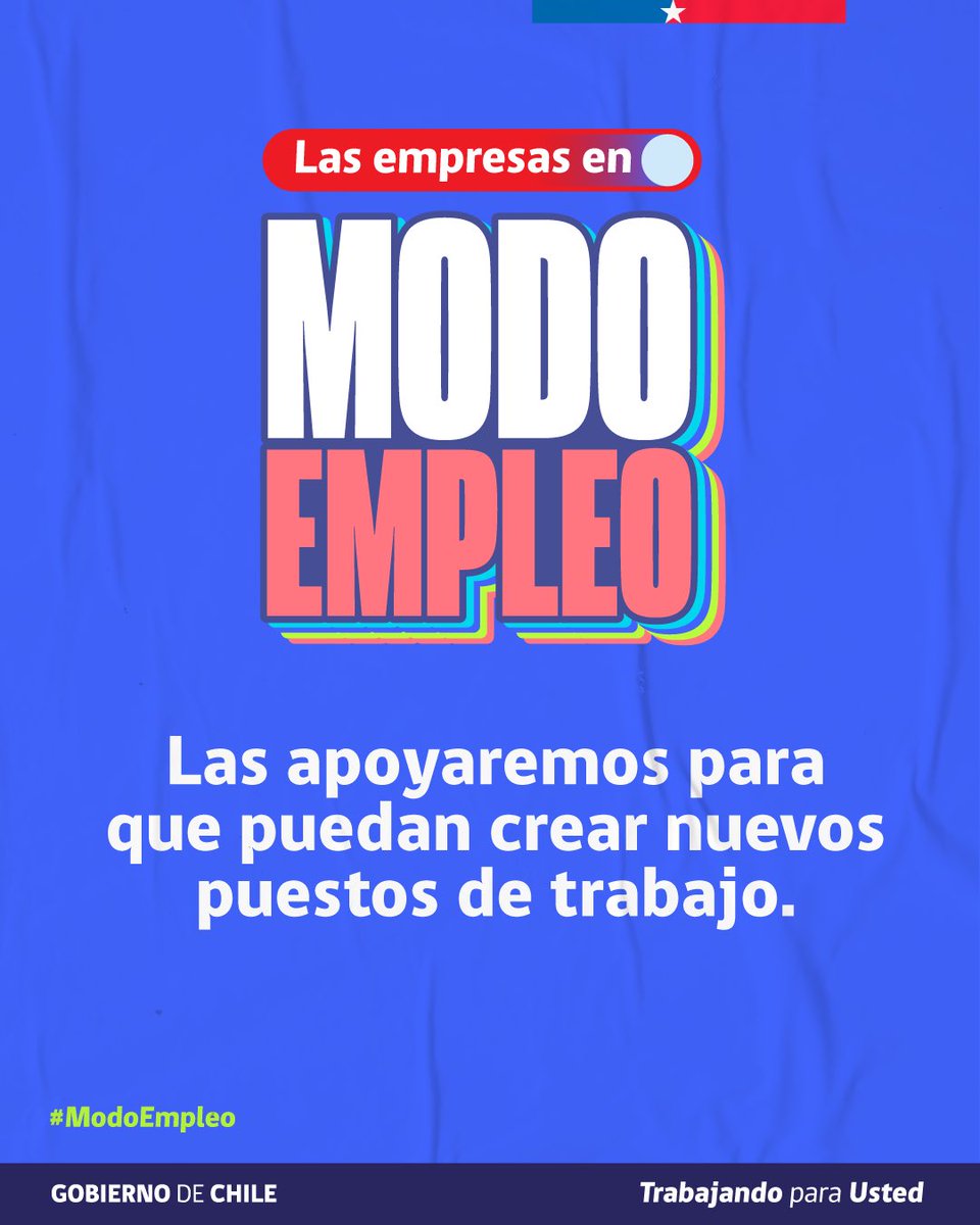 GobiernodeChile's tweet photo. Todo Chile activa el #ModoEmpleo 💪🏼🇨🇱 https://t.co/C8Naxovv9K