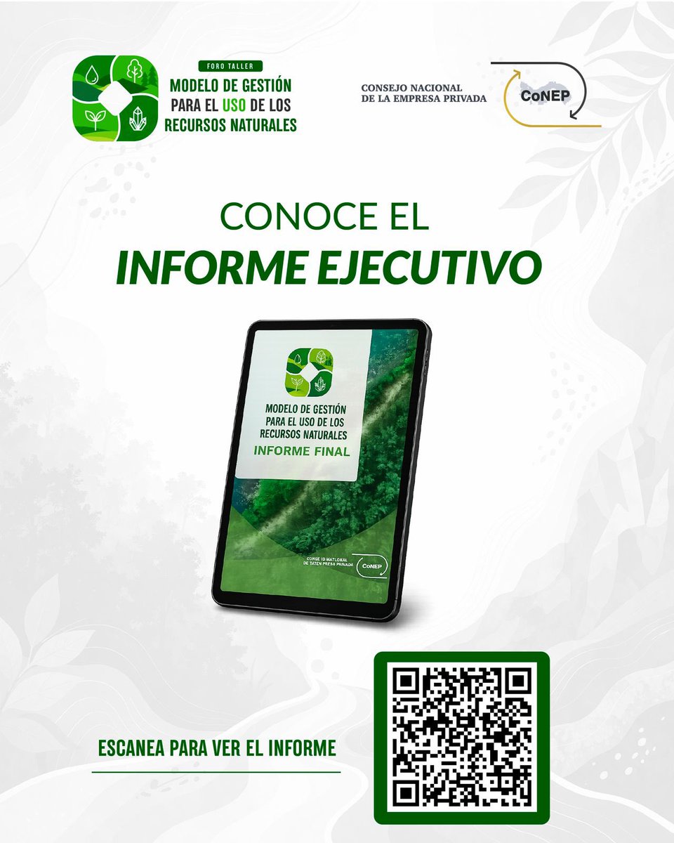 CONEPPanama's tweet photo. 📘🌱 El #CoNEP presenta el Informe Ejecutivo del Foro-Taller “𝐌𝐨𝐝𝐞𝐥𝐨 𝐝𝐞 𝐆𝐞𝐬𝐭𝐢𝐨́𝐧 𝐩𝐚𝐫𝐚 𝐞𝐥 𝐔𝐬𝐨 𝐝𝐞 𝐥𝐨𝐬 𝐑𝐞𝐜𝐮𝐫𝐬𝐨𝐬 𝐍𝐚𝐭𝐮𝐫𝐚𝐥𝐞𝐬”.

📲 Le invitamos a escanear el código QR para conocer y acceder al informe final.

#ConsejoNacional #CoNEP https://t.co/28gp7gBRY1