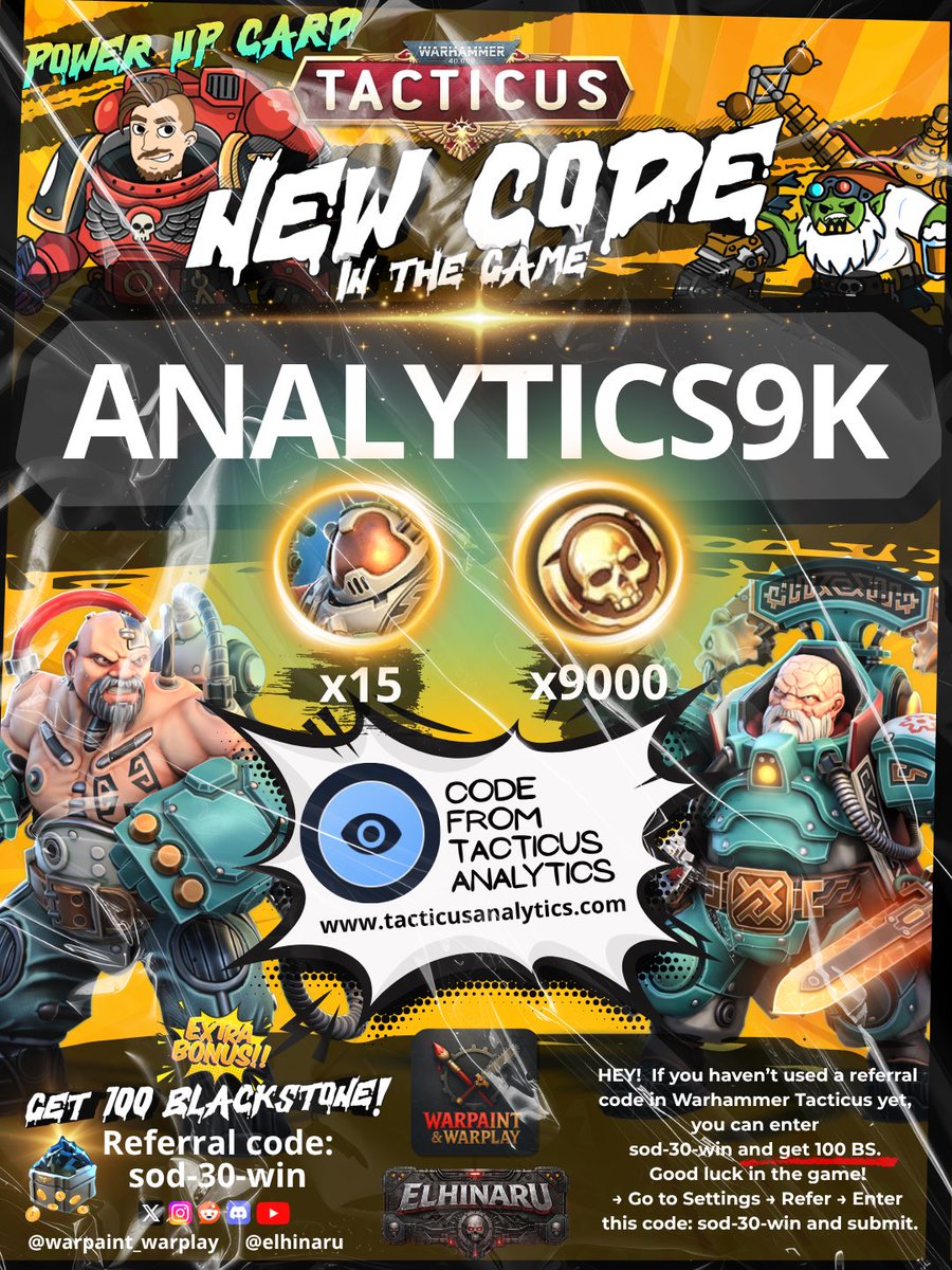 TacticusCodes's tweet photo. New Code (10 July 2026) Warhammer 40.000 Tacticus. Power up Card. #warhammertacticus #tacticus #tacticuscode #warhammer40k #wh40k #dawnofwar4 https://t.co/SEeHg5MbfV