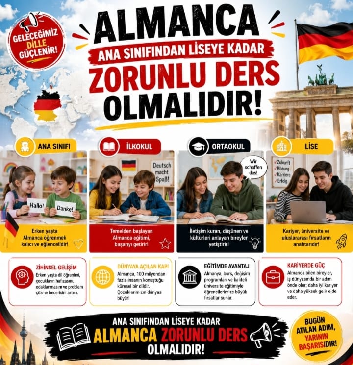 FrauSecil's tweet photo. Bilimsel üretim, uluslararası iş birliği ve teknoloji alanlarında güçlü olmak isteyen ülkeler, yabancı dil eğitimine yatırım yapmaktadır. Türkiye de bu vizyonu desteklemeye devam etmelidir.
@pervinkaplancom @AbbasGucluTR  @OzlemGurses
#AlmancaZorunluOlsun https://t.co/bSOGBKDKb4