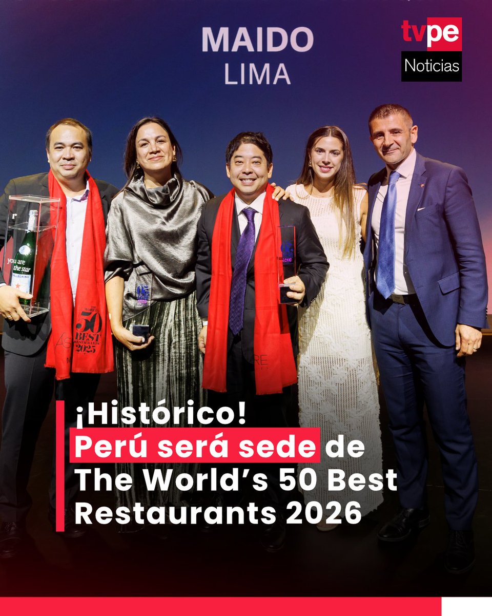 noticias_tvperu's tweet photo. 🍽️🇵🇪 Por primera vez, el Perú albergará The World’s 50 Best Restaurants, uno de los eventos gastronómicos más importantes del mundo. La ceremonia se realizará el 4 de noviembre de 2026 en Lima y reunirá a chefs, expertos y representantes de la alta cocina internacional, consolidando al país como referente gastronómico mundial.

#50BestRestaurants #GastronomíaPeruana #Perú #TVPerúNoticias