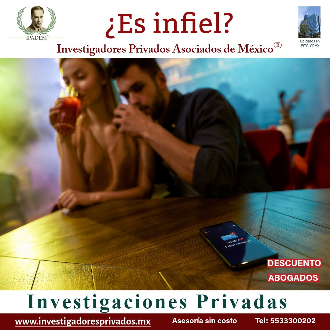 IPADEM2's tweet photo. ¿Sospechas de una infidelidad? 📷📷
No te quedes con la duda...
📷 Revisan el celular a escondidas
📷 Llegan tarde sin explicación
📷 Cambios en su actitud
Llama ahora: |55 2716 1689   55 3330 0202  Asesoría sin costo
https://t.co/Ar3gUPaNtV
#investigadorprivado #detectiveprivado https://t.co/AWOomuNBb3