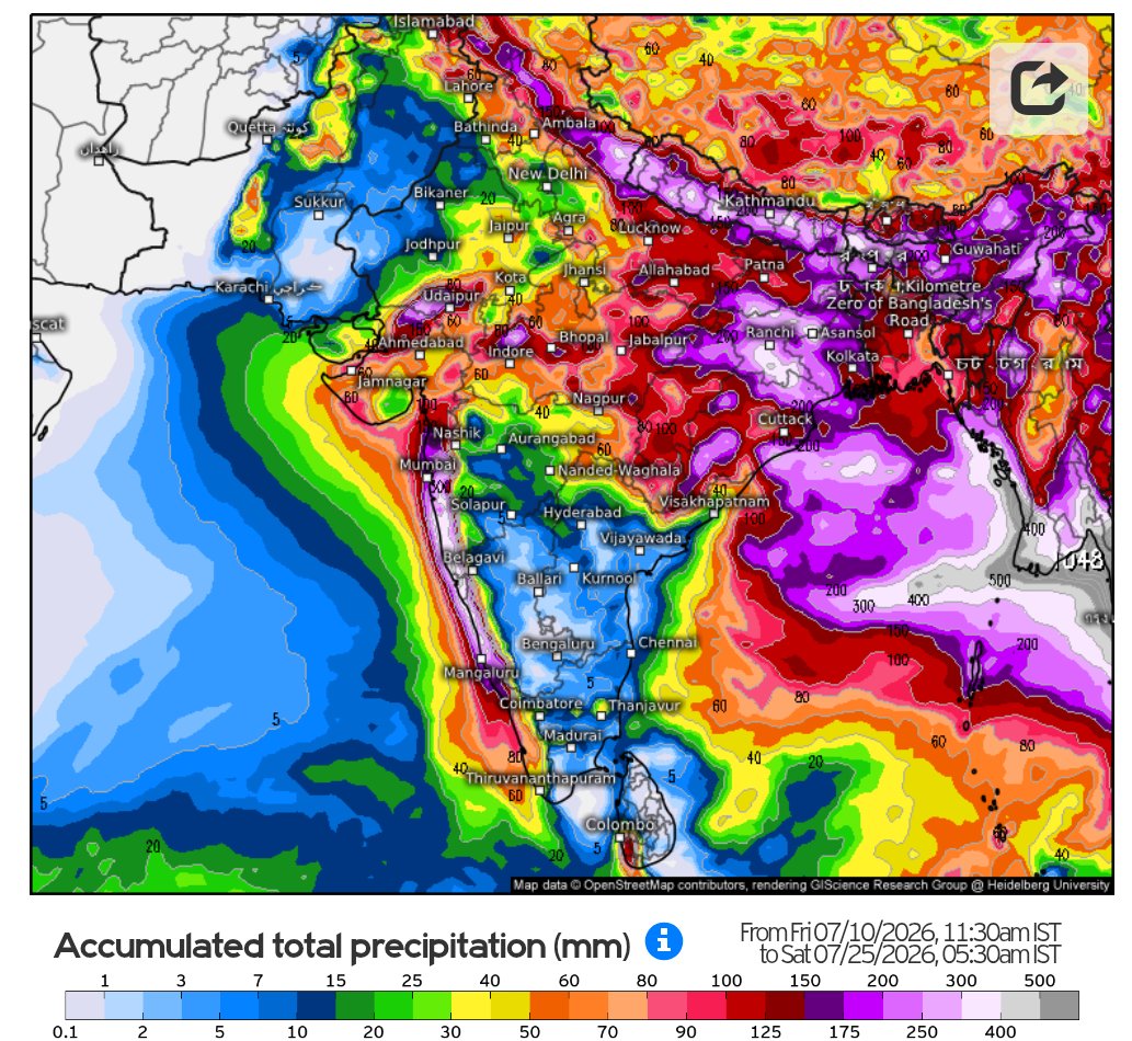 Monsoontv_india's tweet photo. Break monsoon phase for west central have started for  till next 7-10 day. Another #mjo cycle will entre from 22 or 25 july. many lpa will form during last week of july and first 2 weeks of August. #Monsoon will be active during this period.some lpa cross central india also 🎉🎉 https://t.co/GxhhFOpoQW