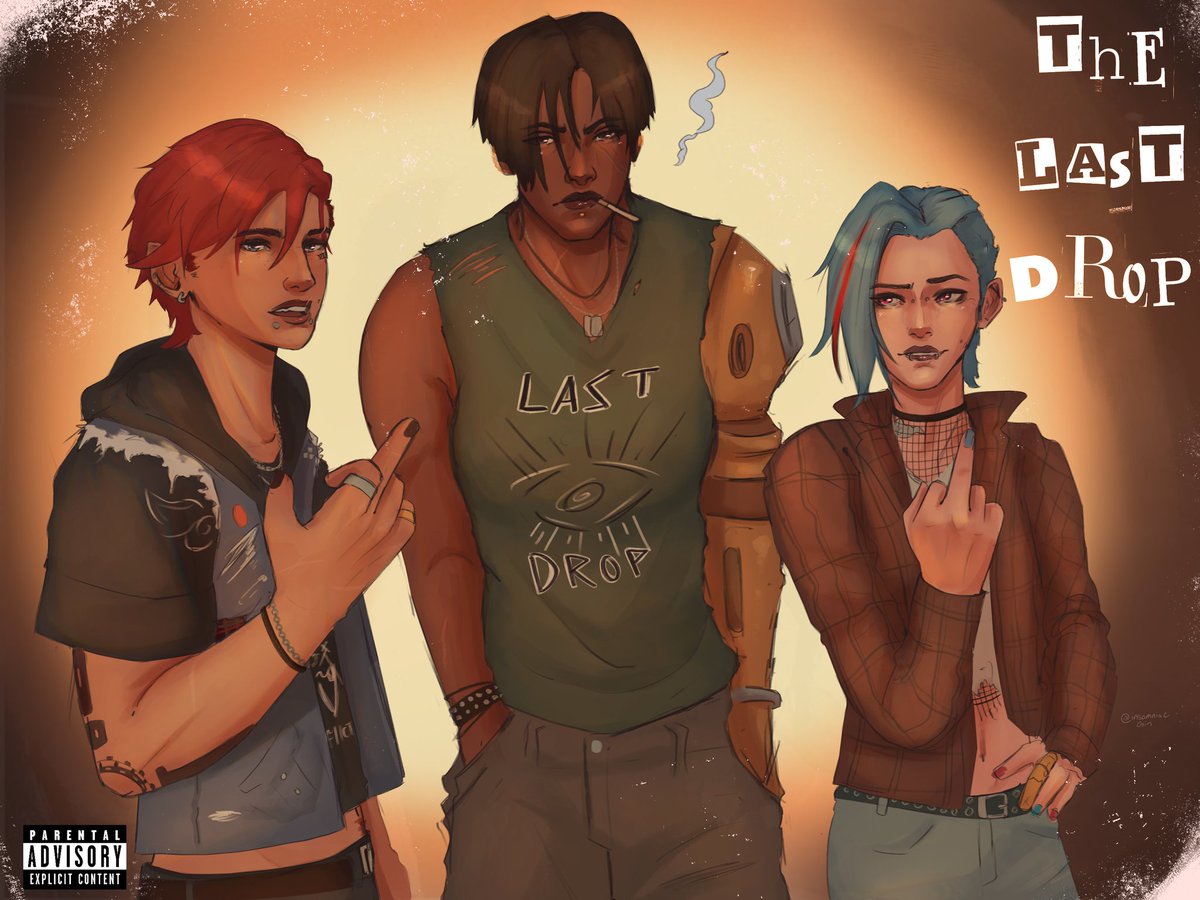 insomniac_gin's tweet photo. Grunge band cover with Zaun's infamous women for #arcanefashionweek 
#Arcane https://t.co/xc0TZBtahg