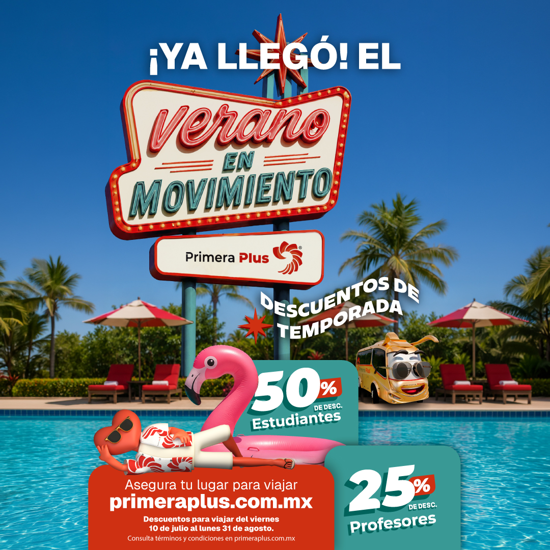 Primera_Plus's tweet photo. ☀️ Hoy empieza el #VeranoEnMovimiento. Viaja con hasta 50% de descuento para estudiantes y 25% para profesores. 🚍
#PrimeraPlus #ViajaMás #Descuentos https://t.co/VYGXFPmYzy