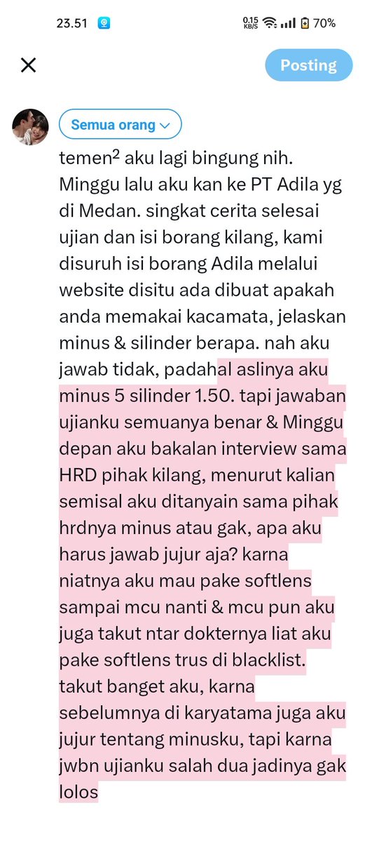 gfpupaew's tweet photo. temen-temen aku harus gimana? harus jujur kah tentang mataku yg minus atau gak?

#lokerkilang #ptadila #loker #kilangmalaysia https://t.co/ONOsamFAEk