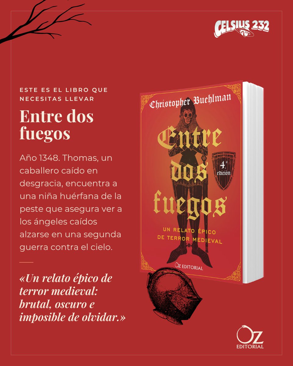 Oz_Editorial's tweet photo. La estrella del terror medieval @buehlmeister, autor de "Entre dos fuegos", es uno de los invitados de lujo al #FestivaCelsius232 en Avilés (Asturias) 📚

ENCUENTRO CON CHRISTOPHER BUEHLMAN

⏲️ Sábado 18 de julio - 11:50h
📌 Auditorio de la Casa de la Cultura

#OzEditorial https://t.co/McEvYekAnT