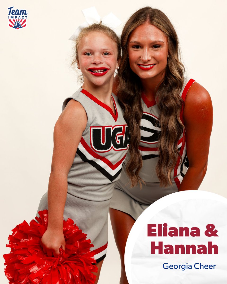 GoTeamIMPACT's tweet photo. The IMPACT goes both ways for Ellie and Hannah ❤️

Ellie's family shares that through her match with Hannah and @UGAcheerleading, it is truly a gift to watch the impact on both Ellie and on Hannah!

📝: https://t.co/CBTn4x0hEH

#AllInAllTogether https://t.co/jyN3uusxEb