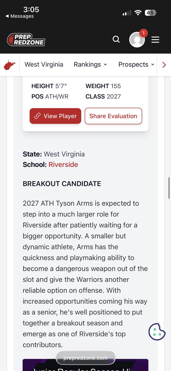 Ty_Arms8's tweet photo. @PrepRedzoneWV thank you for the write up ! 

@RecruitRside 
@Coach_Wilk14 
@coachjacobroser 
@Coach_Duby 
@CoachDaught https://t.co/XmyipGcLwk
