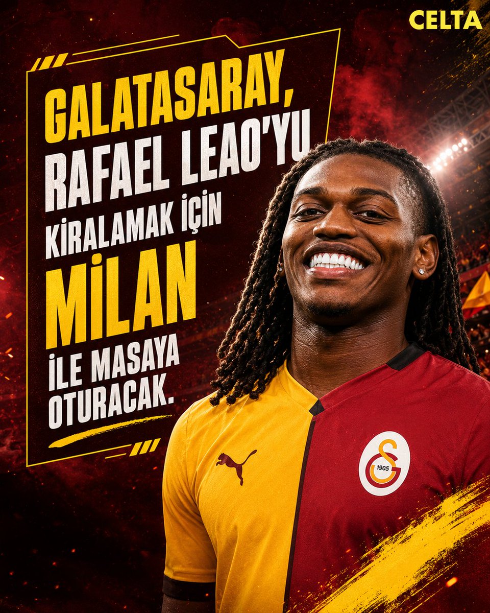celta2030's tweet photo. 🚨 Galatasaray, Rafael Leão için harekete geçiyor

📌 Sabah'ın haberine göre Galatasaray, yıldız futbolcu Rafael Leão'yu kiralamak için Milan ile masaya oturmaya hazırlanıyor.

#Galatasaray #RafaelLeao #Transfer #TransferHaberleri #SüperLig #Futbol #GS #TürkFutbolu https://t.co/ci7x4x1myu
