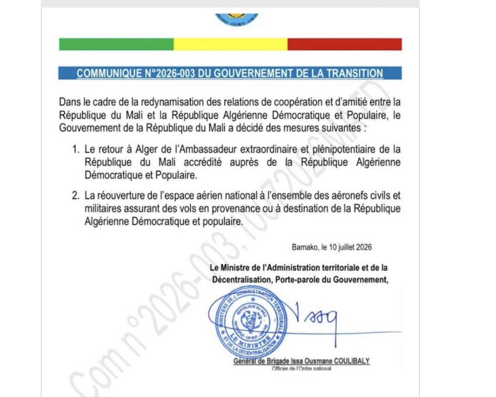 sergedanielinfo's tweet photo. #Mali-Algérie/ le vrai communiqué de dégel côté Mali https://t.co/W2nFuPWQ6K