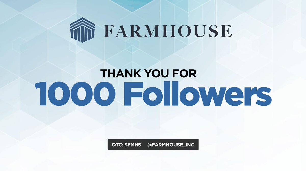farmhouse_inc's tweet photo. Thanks for 1000 followers! You're still Early. We're just getting started
$FMHS 
https://t.co/k9iGS16rC6 https://t.co/mxcNyhHUOu