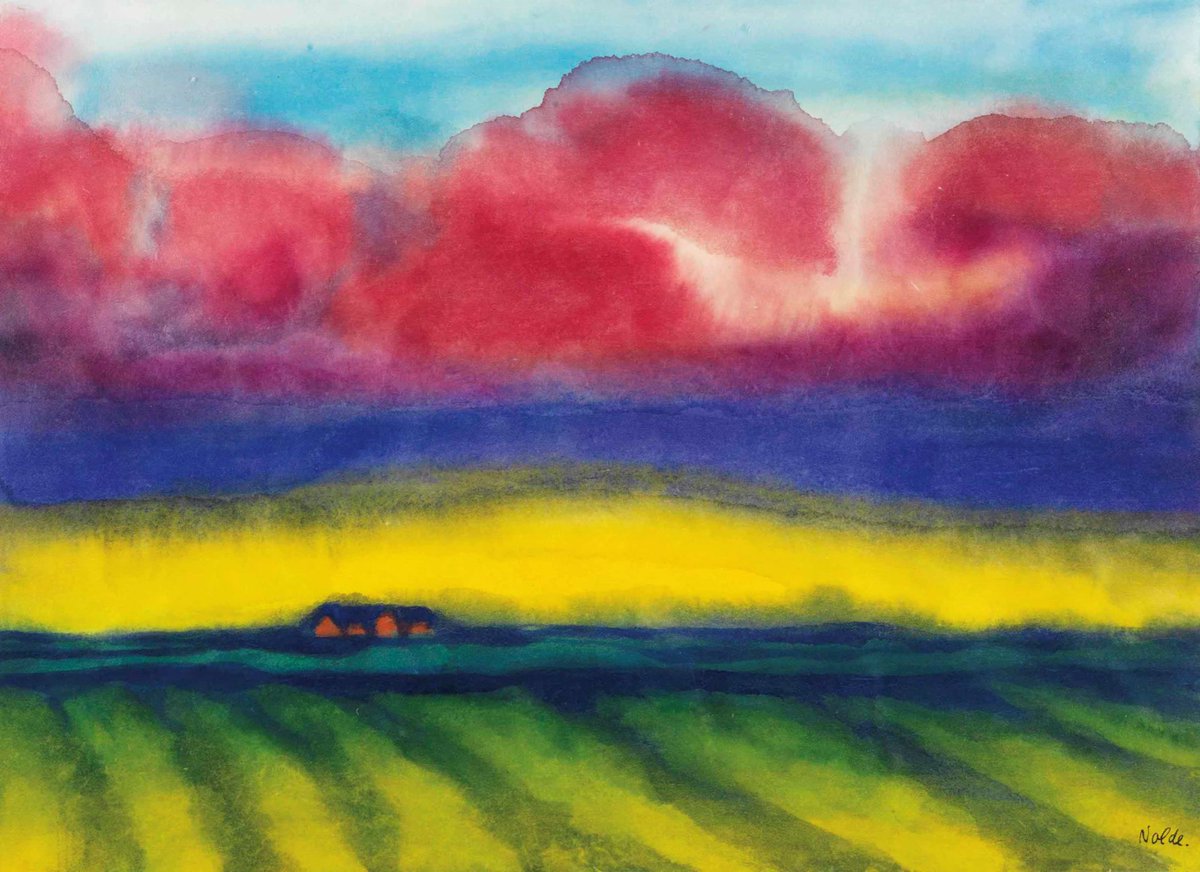 DuilleDesign's tweet photo. "Marschlandschaft mit Bauernhof". Emil Nolde. c.1935. https://t.co/Kk8AuRpWB6