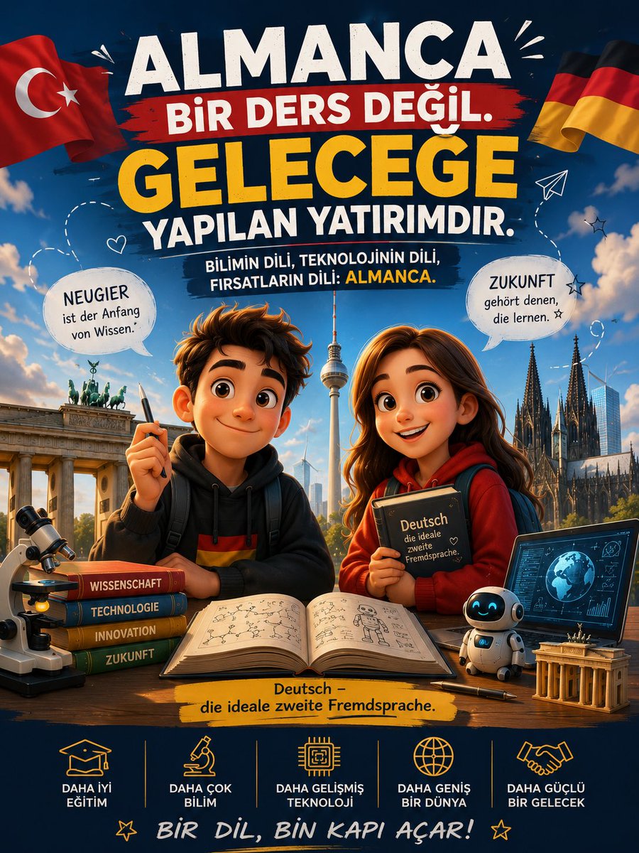hlyavsar's tweet photo. Akademik kaynakların, felsefenin ve bilimin dilidir Almanca. Liseli gençlerin bu deryadan mahrum kalmaması için Almanca dersi zorunlu olmalı. 📖 #AlmancaZorunluOlsun https://t.co/YHaWF2Aqu0