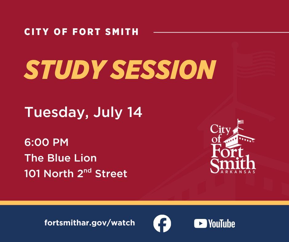 FtSmithARK's tweet photo. The City of Fort Smith Board of Directors will meet for a Study Session on Tuesday, July 14, at 6:00 PM at the Blue Lion, 101 North 2nd Street.

📝 Agenda: https://t.co/9fcoIPCskk https://t.co/0I0ehQ2biN