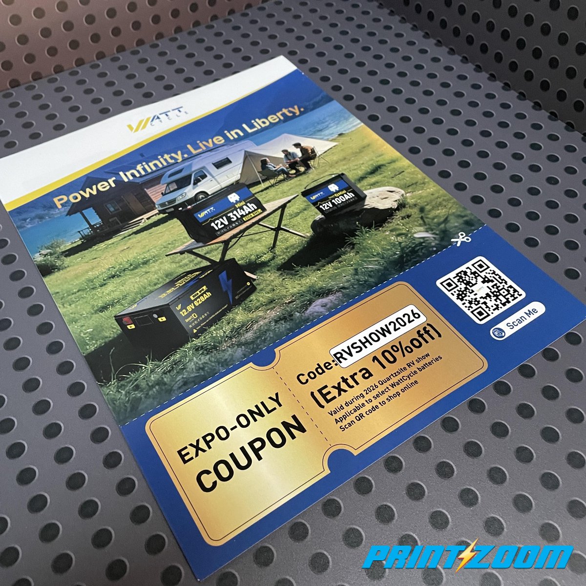 PrintInAFlash's tweet photo. High-volume flyers for Watt Cycle. 🔋
 
Full-bleed, bold color on 80# gloss text with a fast 3-day turnaround. Perfect for promotions and events when speed and quality matter. ✅

 #Flyers #printing #printmarketing #life #BuyLocal #YumaAZ #PrintZoom #Printinaflash #YumaCopy https://t.co/qLQ752PdC9