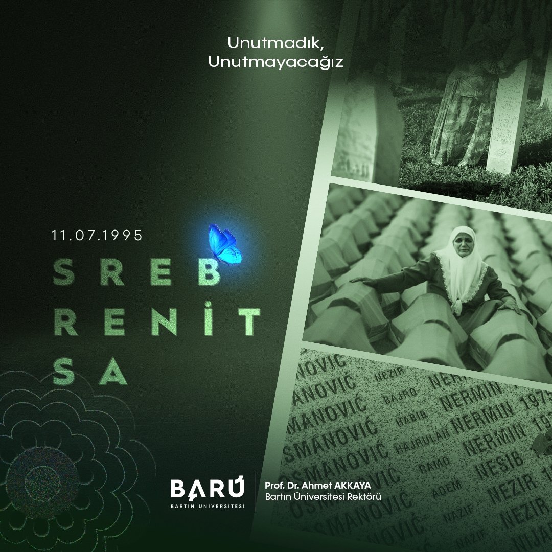 baruedutr's tweet photo. İnsanlık tarihinin en trajik olaylarından Srebrenitsa Soykırımı'nda hayatını kaybeden masum sivilleri, bu elim olayın yıl dönümünde saygı, rahmet ve hürmetle anıyoruz. 

Acıların bir daha yaşanmaması dileğiyle…
 
#BARÜ #Srebrenitsa #NeverForget https://t.co/HIcDwb8lh5