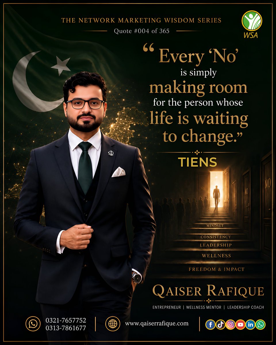 imQRafique's tweet photo. Not every conversation ends with a “Yes.”
Not every opportunity is meant for everyone.

But every “No” is creating space for the person whose life is truly ready for change.

Somewhere, someone is waiting for the opportunity, mentorship, and guidance that only you can provide. https://t.co/y7b21bqWSV