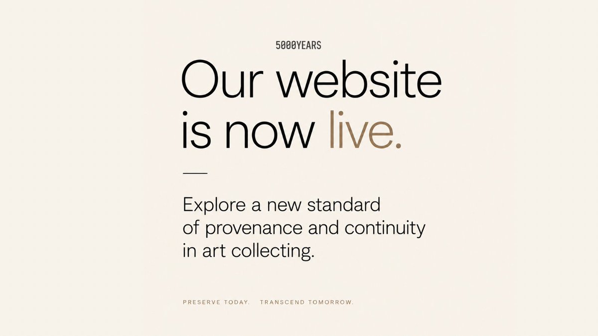 5000YEARS_art's tweet photo. Today, we’re proud to launch the new 5000 YEARS website—a place dedicated to preserving the stories that matter as much as the works themselves.

Explore the website - https://t.co/hbrDhZ1a14

#5000YEARS #ArtMarket #Provenance https://t.co/hRrM7tIvMj
